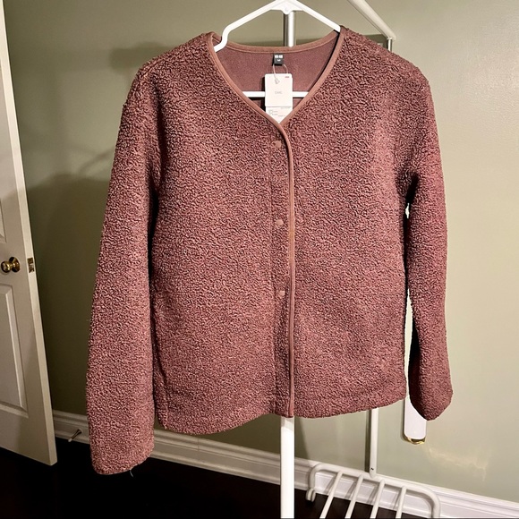 Uniqlo brown teddy sweater jacket - Picture 1 of 2